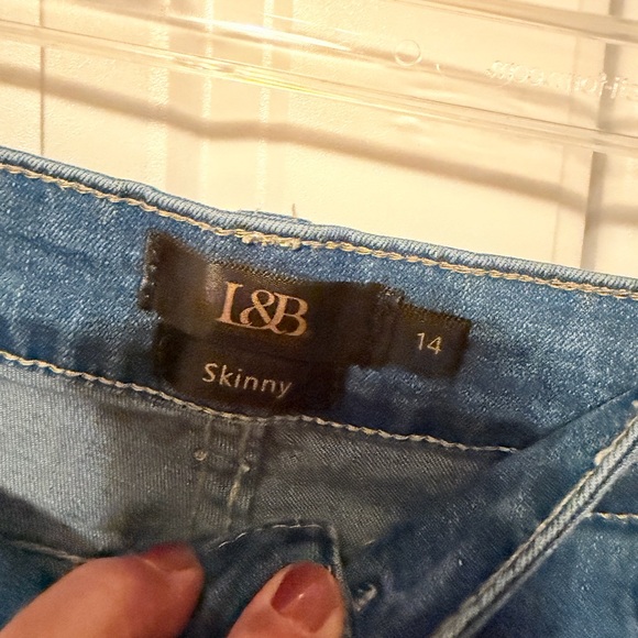 Distressed Light Blue Women’s Jeans with Black Patch Details - Picture 3 of 3